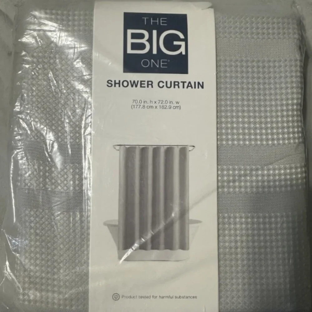 The Big One Waffle Striped Grey Fabric Shower Curtain 70